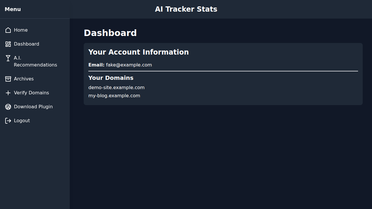 Dashboard - Your Account Information